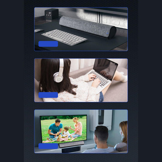 Portable Wired USB Desktop Speaker Stereo Soundbar 3D Stereo Sound Black