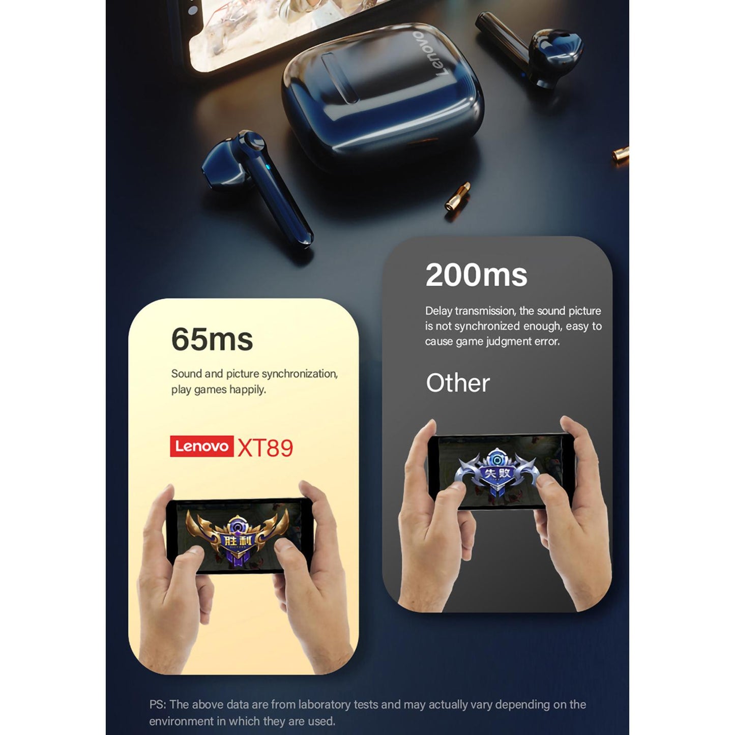 Bluetooth 5.0 In-Ear Earbuds Rechargeable Sports Earphones for Gaming Black