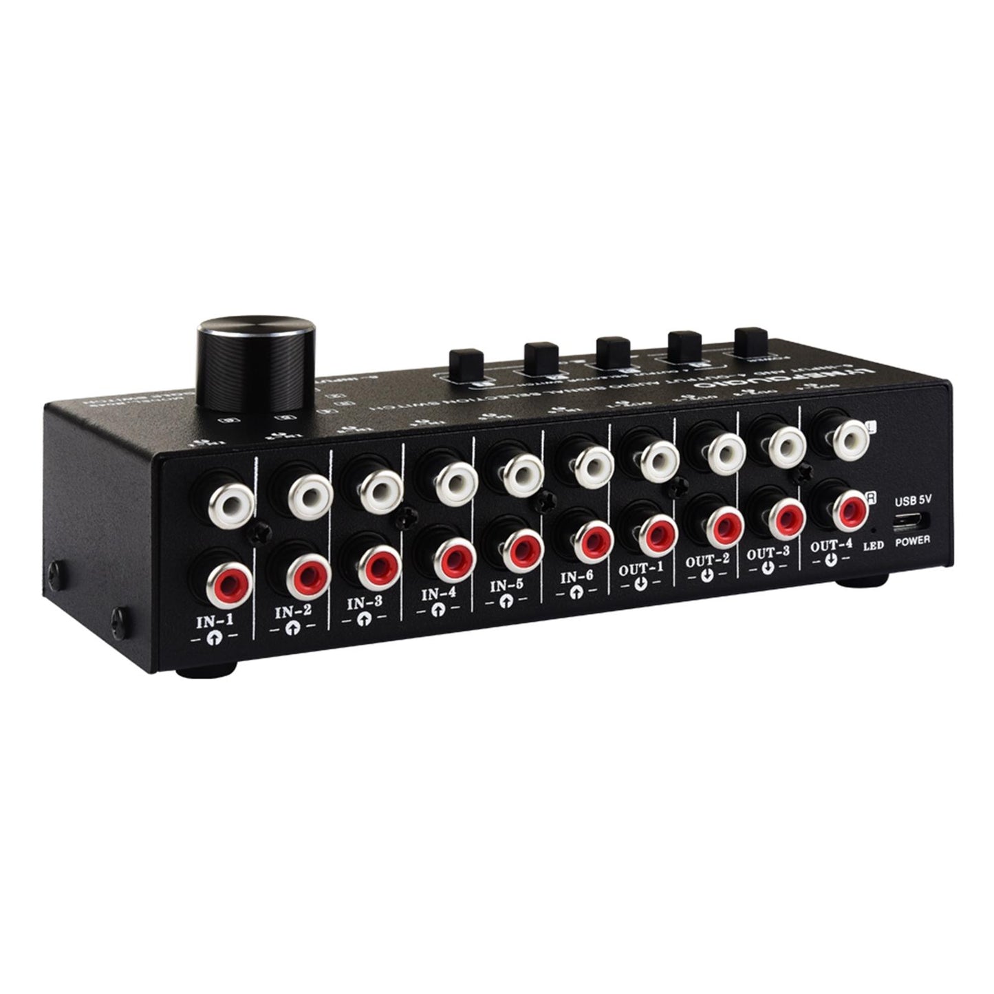 6 in 4 Out Audio Signal Switcher Audio Frequency Select for Headphone Phones