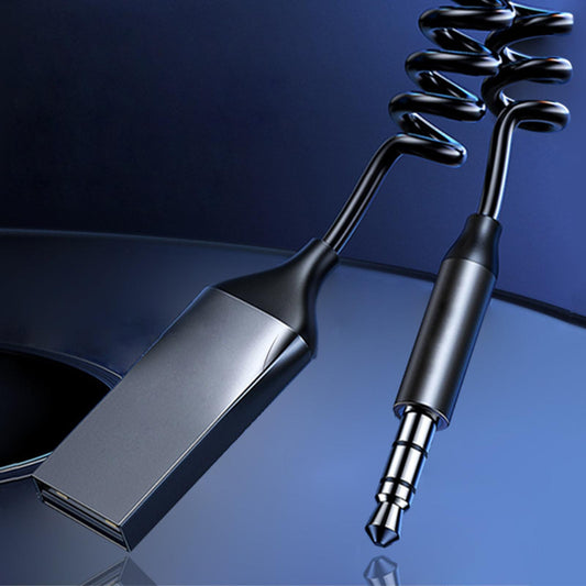 Car Bluetooth 5.0 Receiver Noise Cancelling Music Streaming Spring Cable