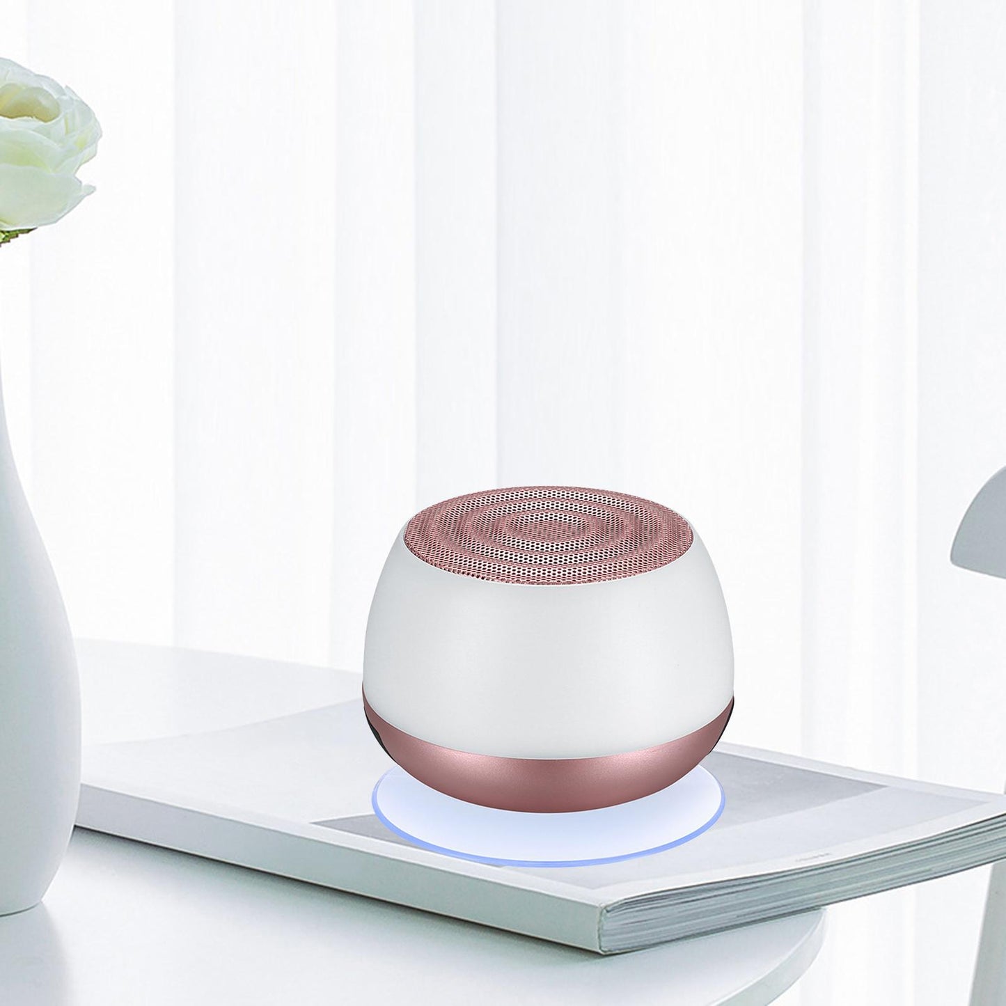 Mini Bluetooth 5.0 Speaker for Laptop Computer PC Bedroom Showers Bathroom Rose Gold