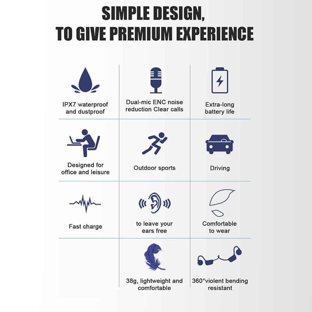 Bone Conduction Wireless for Running Driving Bicycling Trucker Waterproof