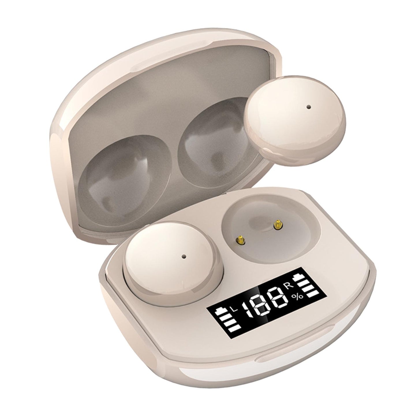 True Wireless Earbuds Sports Headphones for Gaming Jogging Smart Phones Beige