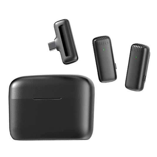 Wireless Lavalier Microphone Type C for Android USB C Phone Clip-On for Vlog  with Charging Case