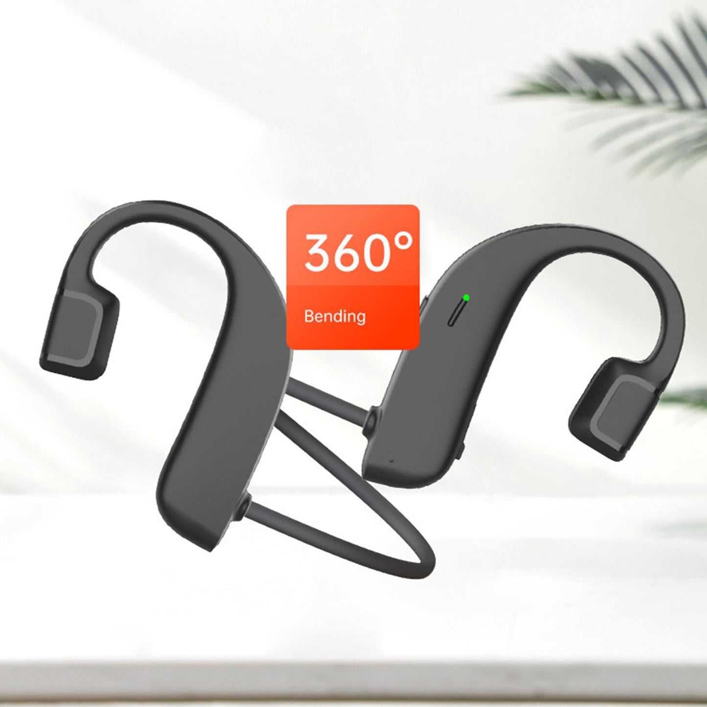 Bone Conduction Headphones Open Ear Wireless Earphones Bendable  Black