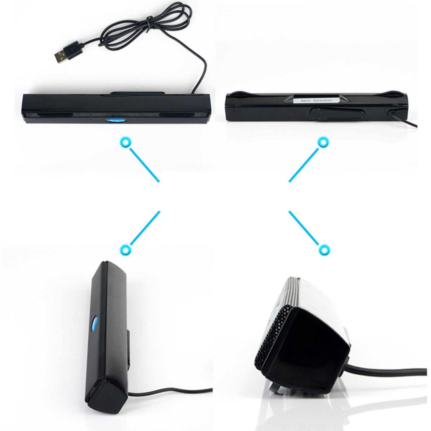 USB Powered Computer Speaker Sound Bar for PC Laptop Speaker Bar Black