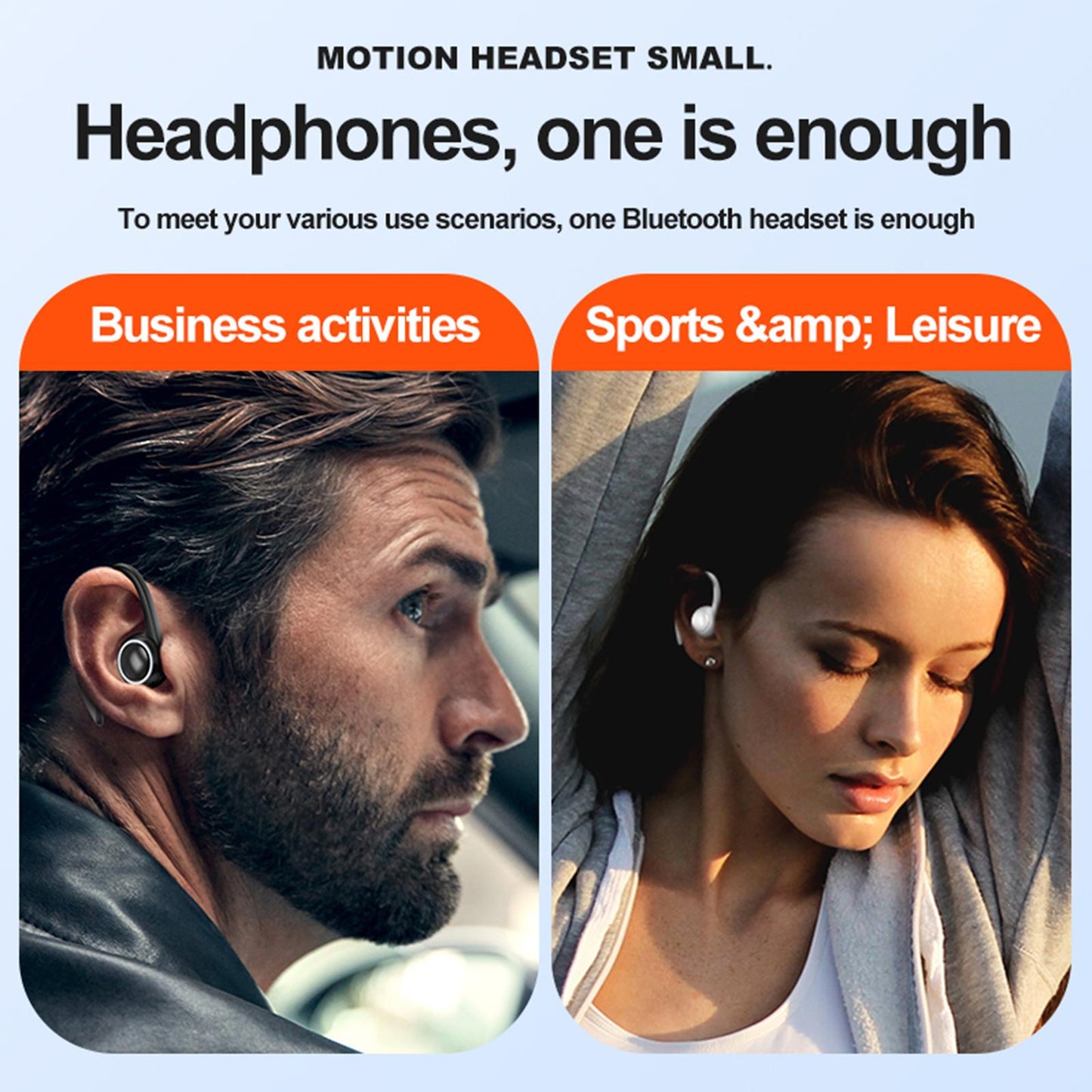 Sweatproof Wireless Bluetooth Headset Ear Hook In-Ear Earbuds Running Black