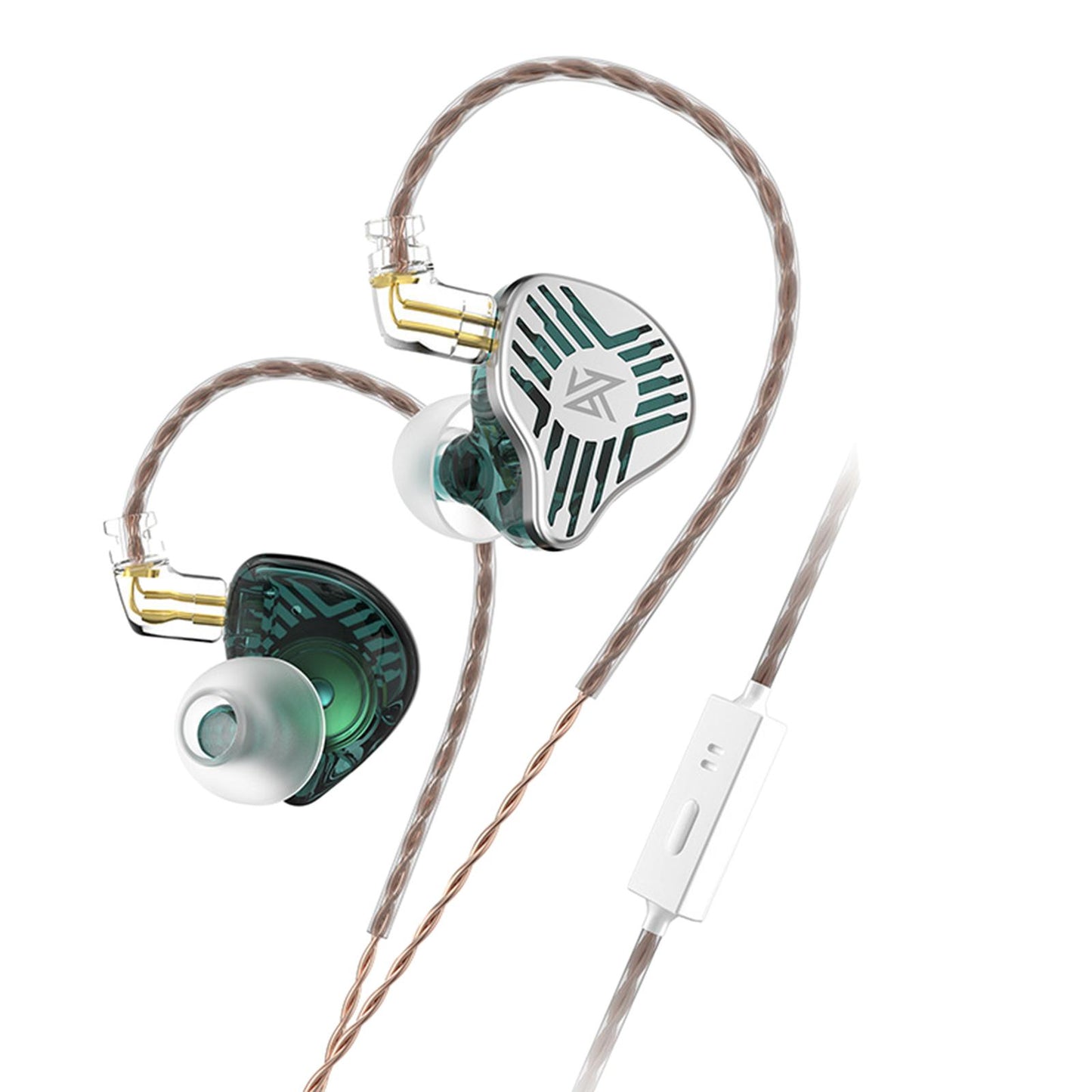 in Ear Earphones Dynamic Driver Bass Monitor for Music Enthusiast Singer Green with Mic