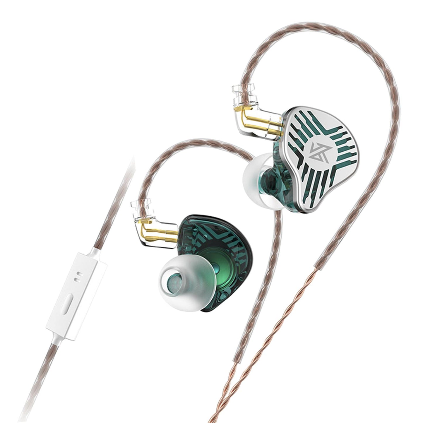 in Ear Earphones Dynamic Driver Bass Monitor for Music Enthusiast Singer Green with Mic
