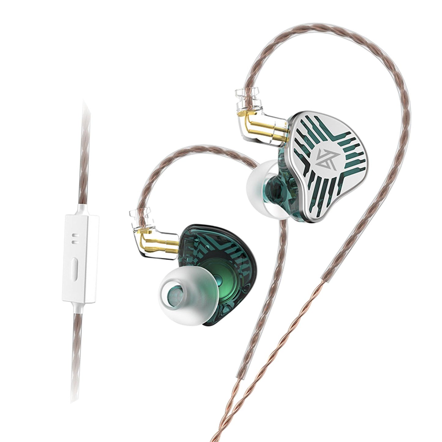 in Ear Earphones Dynamic Driver Bass Monitor for Music Enthusiast Singer Green with Mic