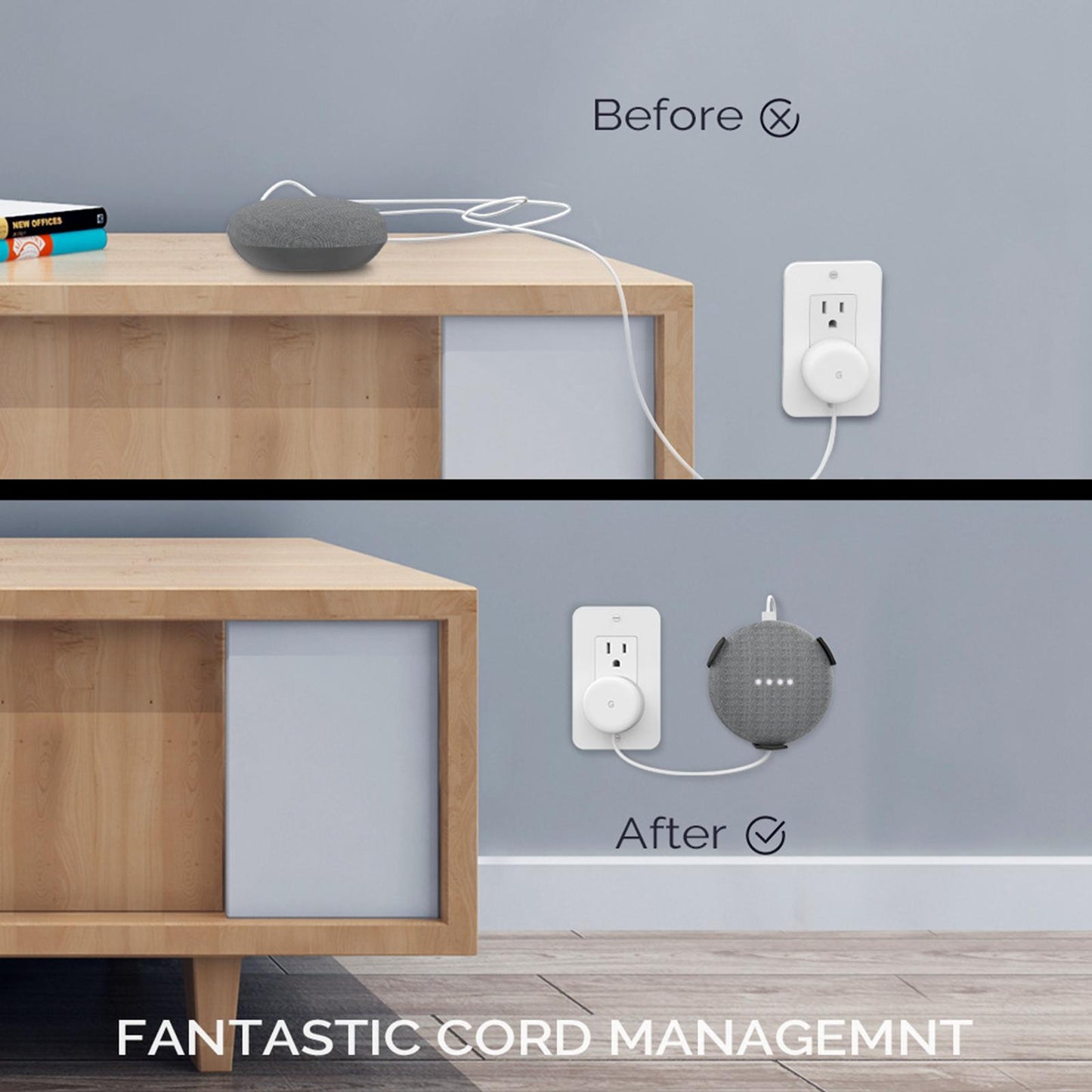 Wall Mount Holder Smart Home Stand for Google Home Mini Black 2 Sets