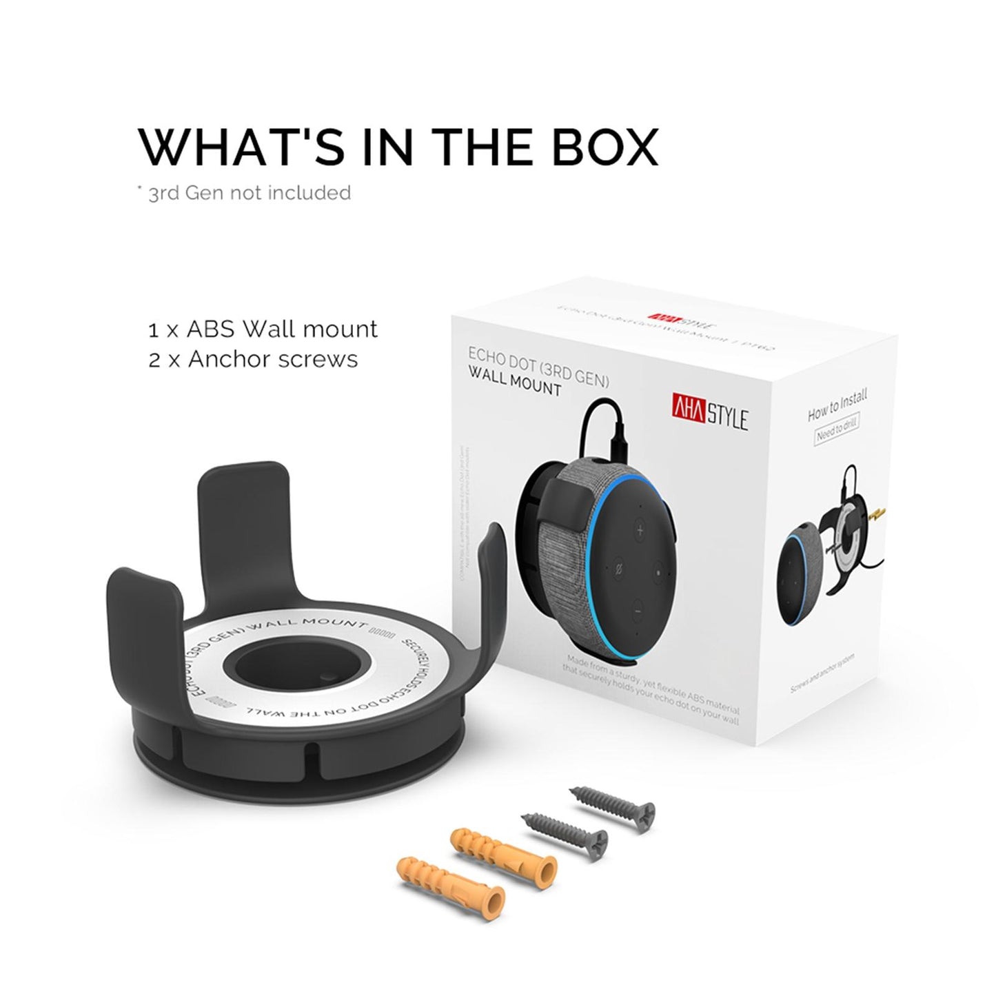 Wall Mount Holder Smart Home Stand for Google Home Mini Black 2 Sets