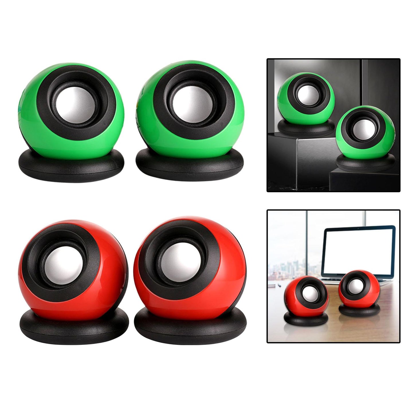 Mini USB Computer Speaker, Stereo Music Deep Bass Laptops Notebook Red