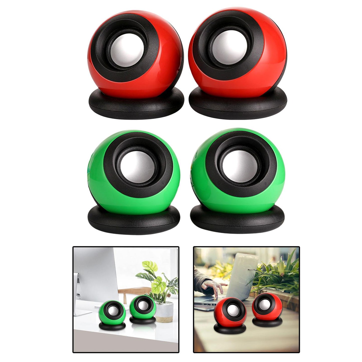 Mini USB Computer Speaker, Stereo Music Deep Bass Laptops Notebook Red