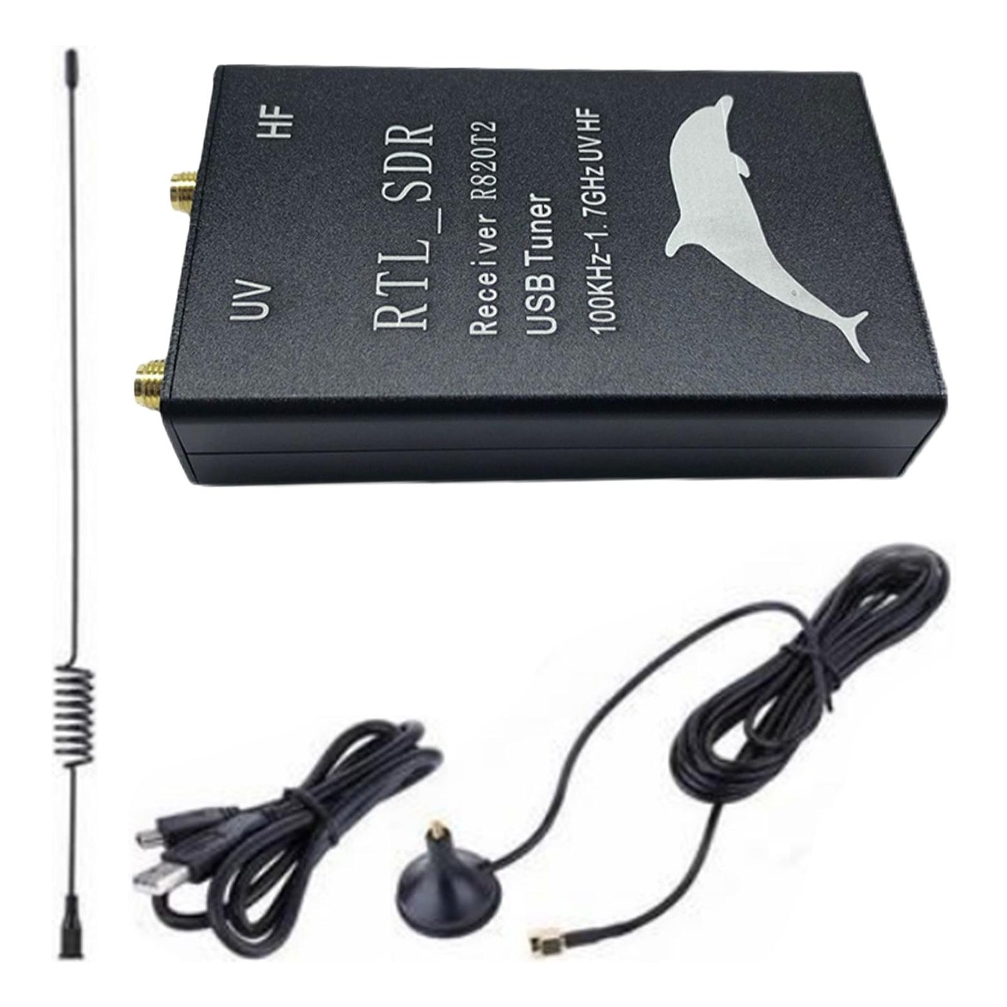 Radio RTL USB Tuner Receive RTL2832U+R820T2 100KHz-1.7GHz Kit Receiver+Cable