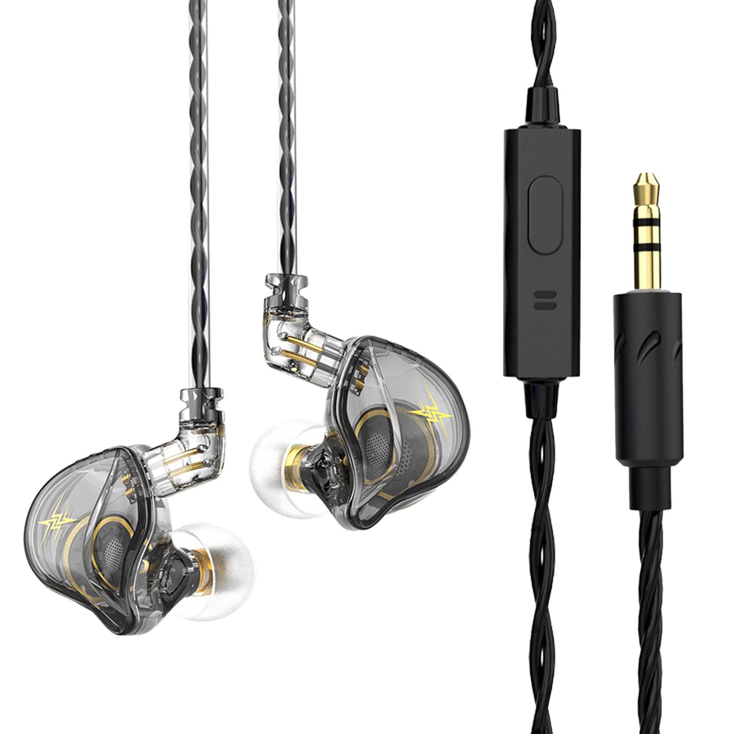 Wired Earbuds Earphone Noise Cancelling for Sport Phone Online Mic Grey