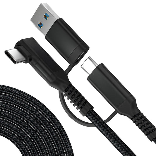 Link Cable Fast Charge 90 Degree for Quest 2 VR Headset Black 3m 10ft 2in1