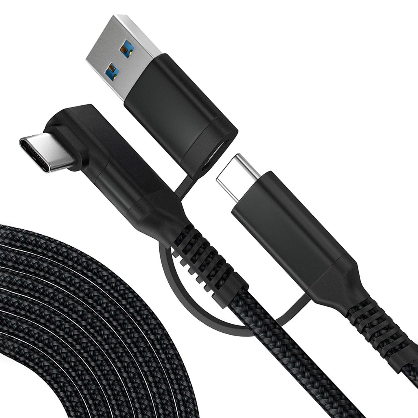 Link Cable Fast Charge 90 Degree for Quest 2 VR Headset Black 3m 10ft 2in1