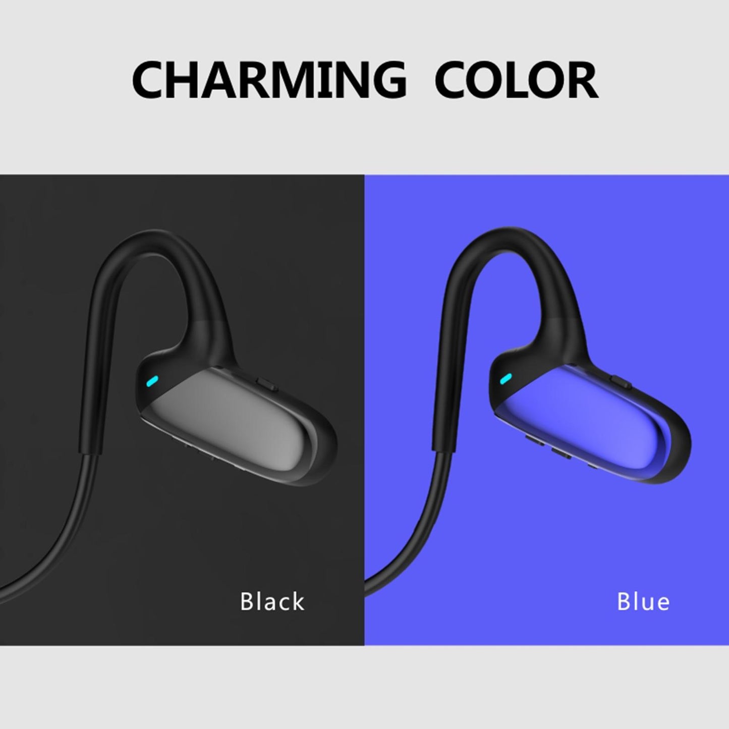 Bone Conduction Headphones Bluetooth Open Ear Sports Headset Stereo Blue