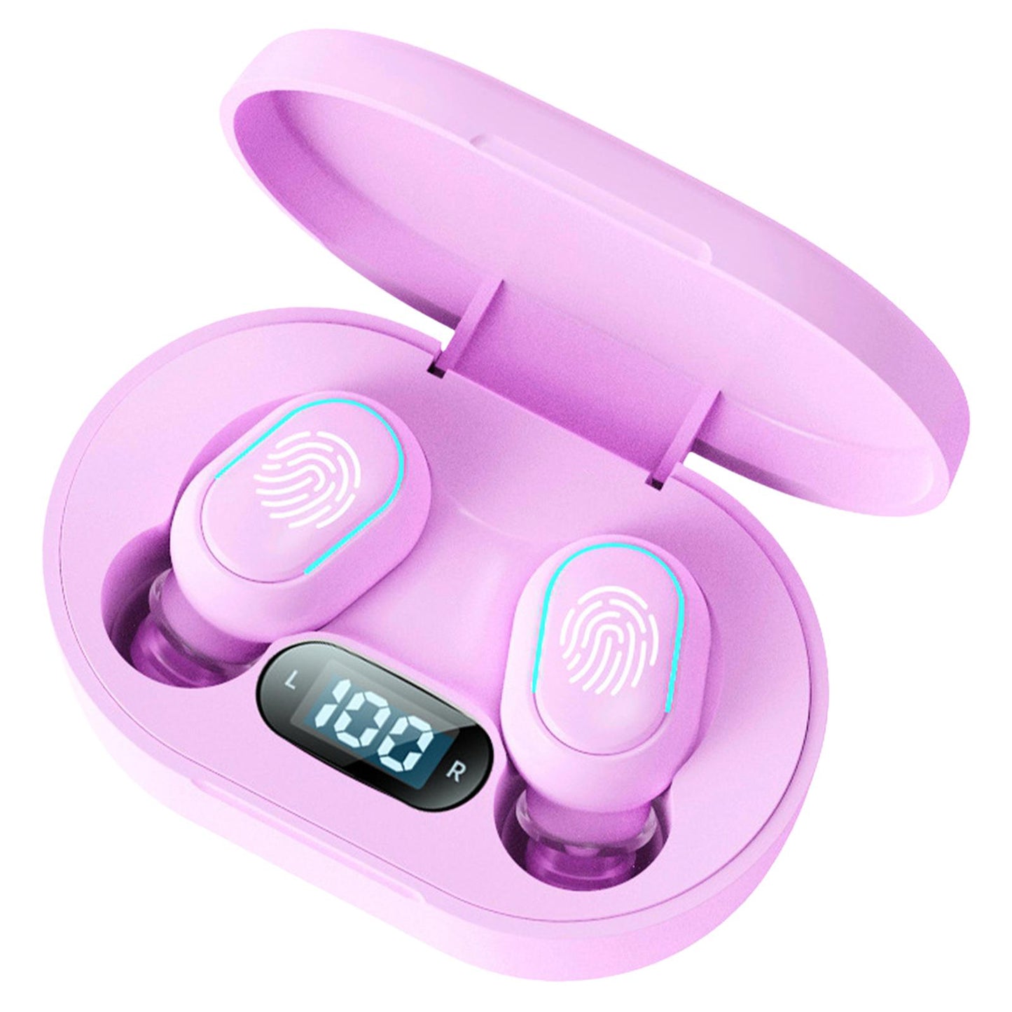Wireless Bluetooth Earbuds 5.2 Noise Cancelling Rechargeable for Work Sport Purple 