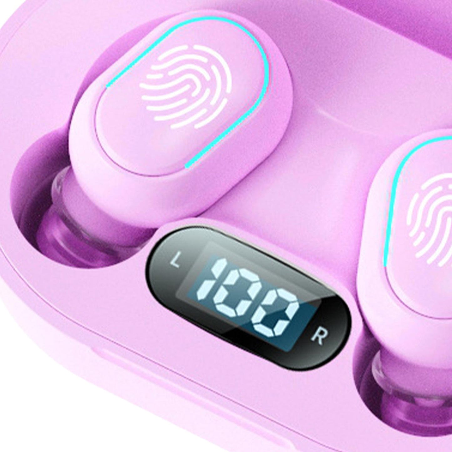Wireless Bluetooth Earbuds 5.2 Noise Cancelling Rechargeable for Work Sport Purple 