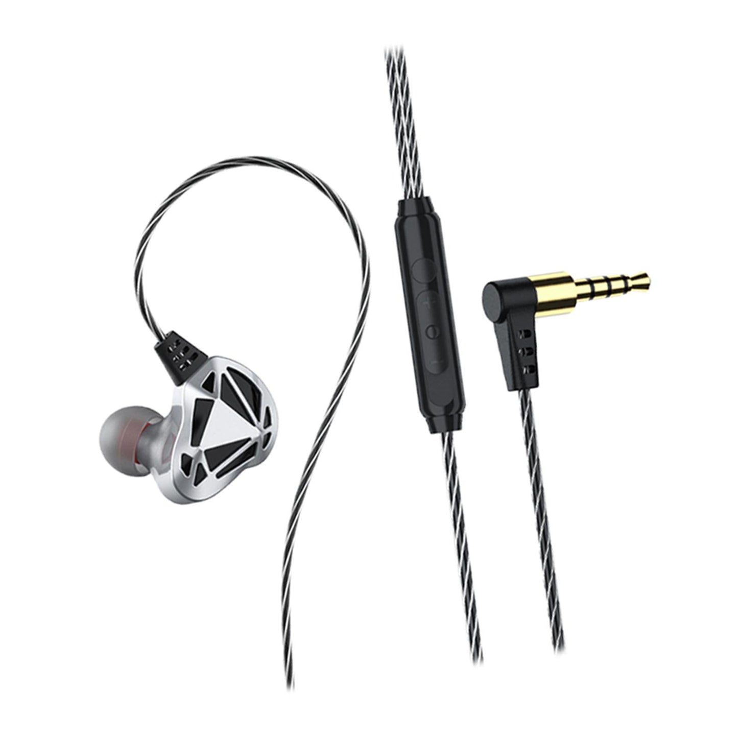 Earphones Wired 3.5mm Plug Jack with Mic Wrap Around for Running  Silver