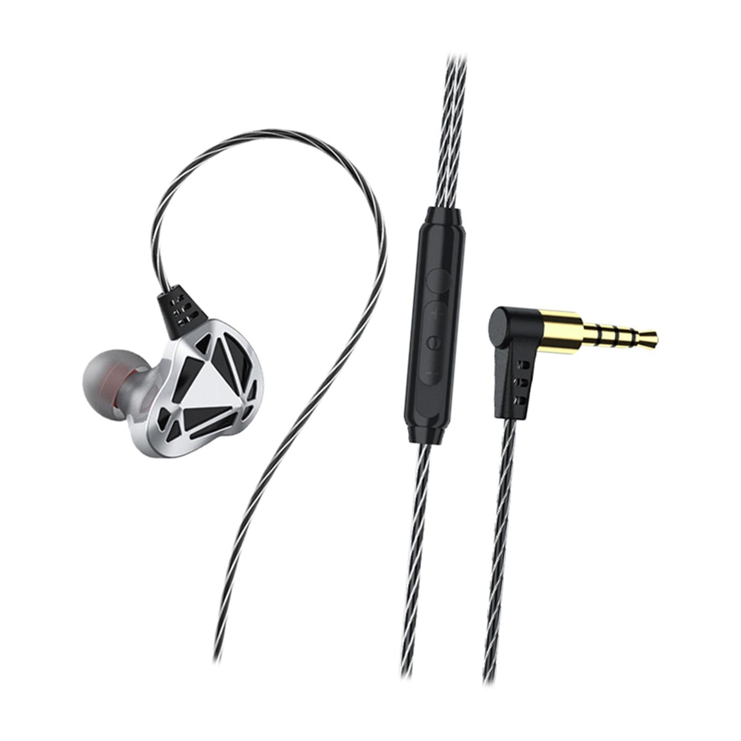 Earphones Wired 3.5mm Plug Jack with Mic Wrap Around for Running  Silver