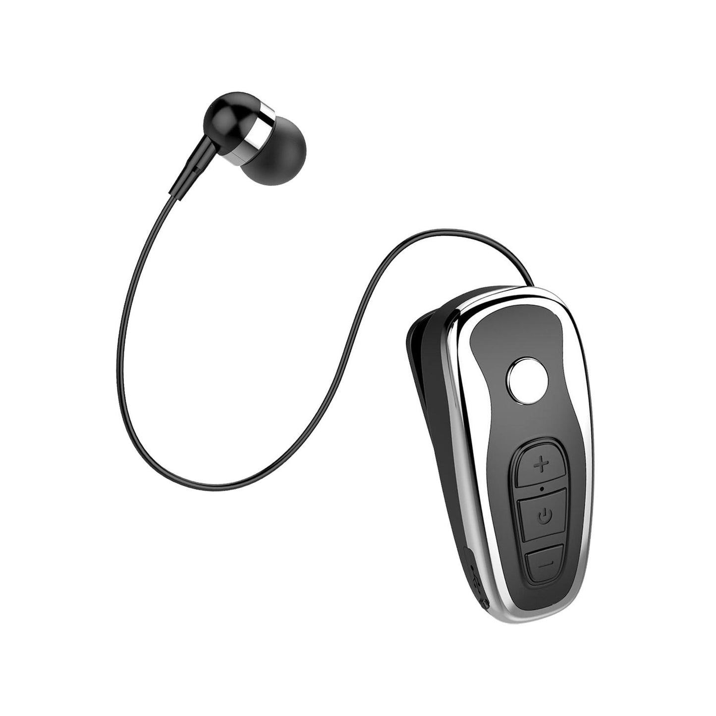 Retractable Clip On Wireless Headset with Mic for Phone Sport Running Silver