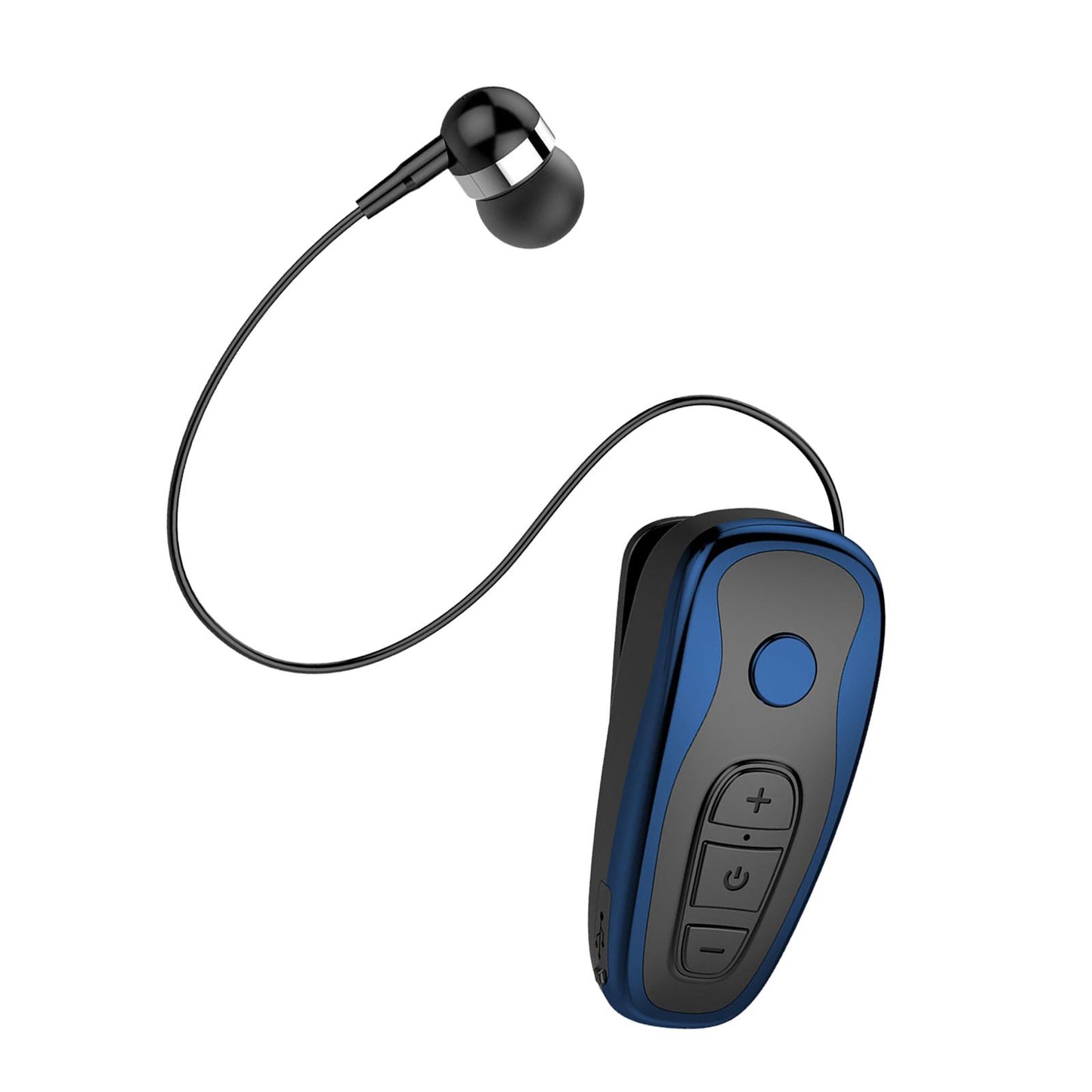 Retractable Clip On Wireless Headset with Mic for Phone Sport Running Blue