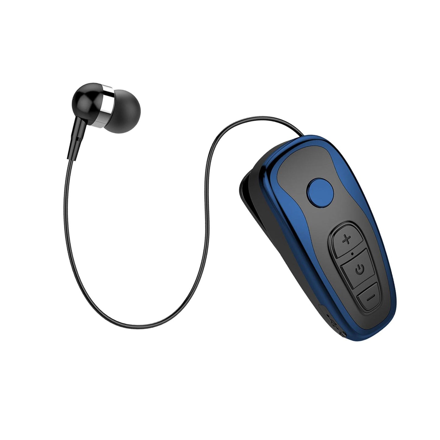 Retractable Clip On Wireless Headset with Mic for Phone Sport Running Blue