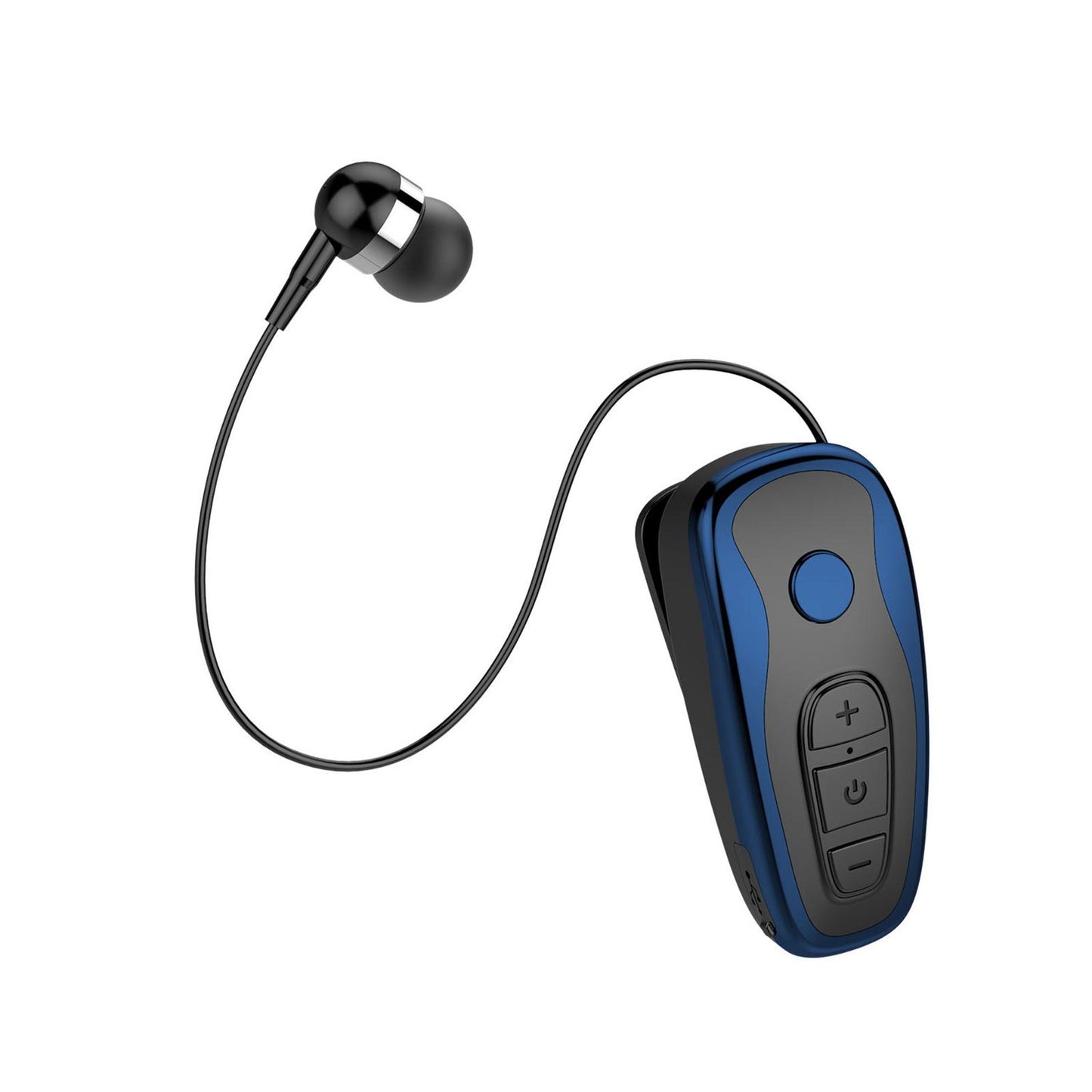 Retractable Clip On Wireless Headset with Mic for Phone Sport Running Blue