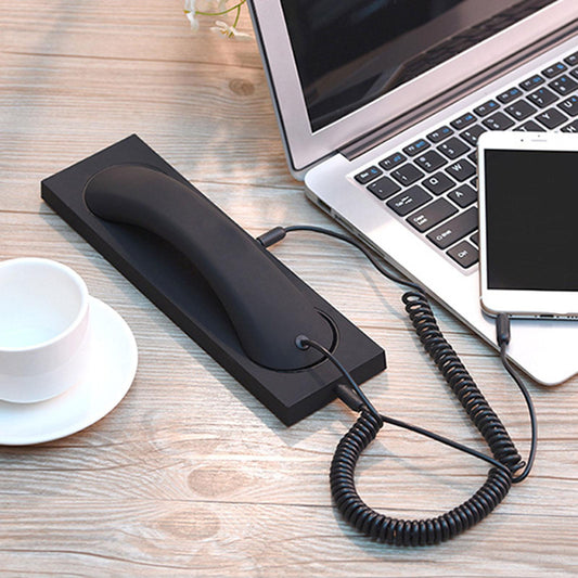 Retro Phone Handset Headset Comfortable Call Fashion for iPhone Smartphones Black