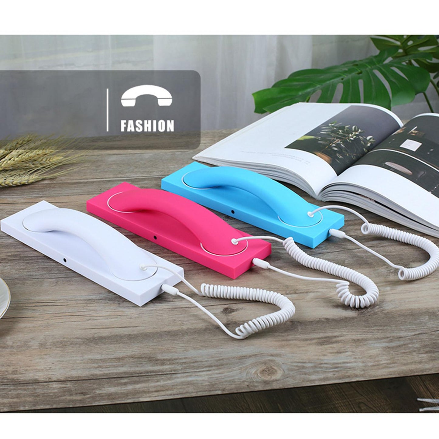 Retro Phone Handset Headset Comfortable Call Fashion for iPhone Smartphones Blue