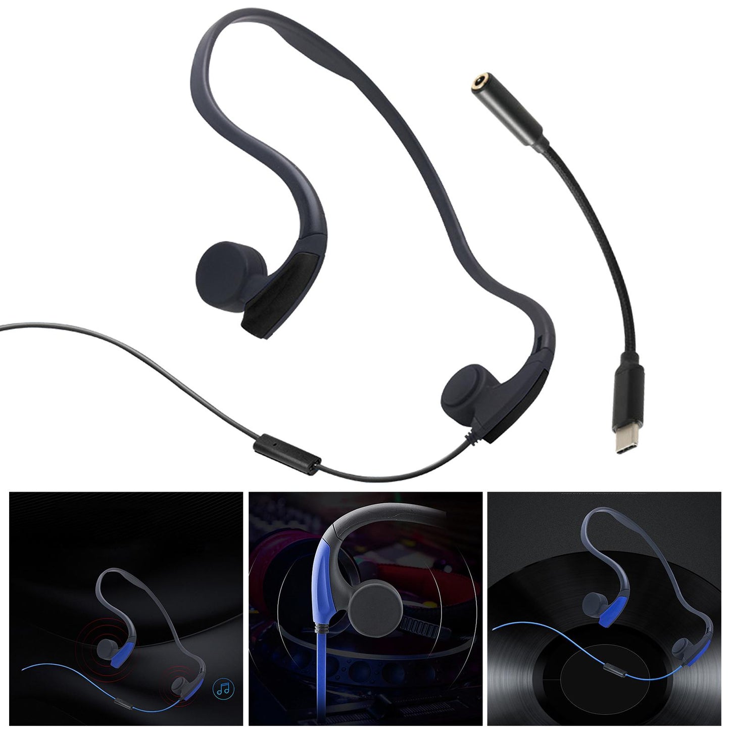 Microphone Neckband Headset Voice Control for Running Sports Tablets