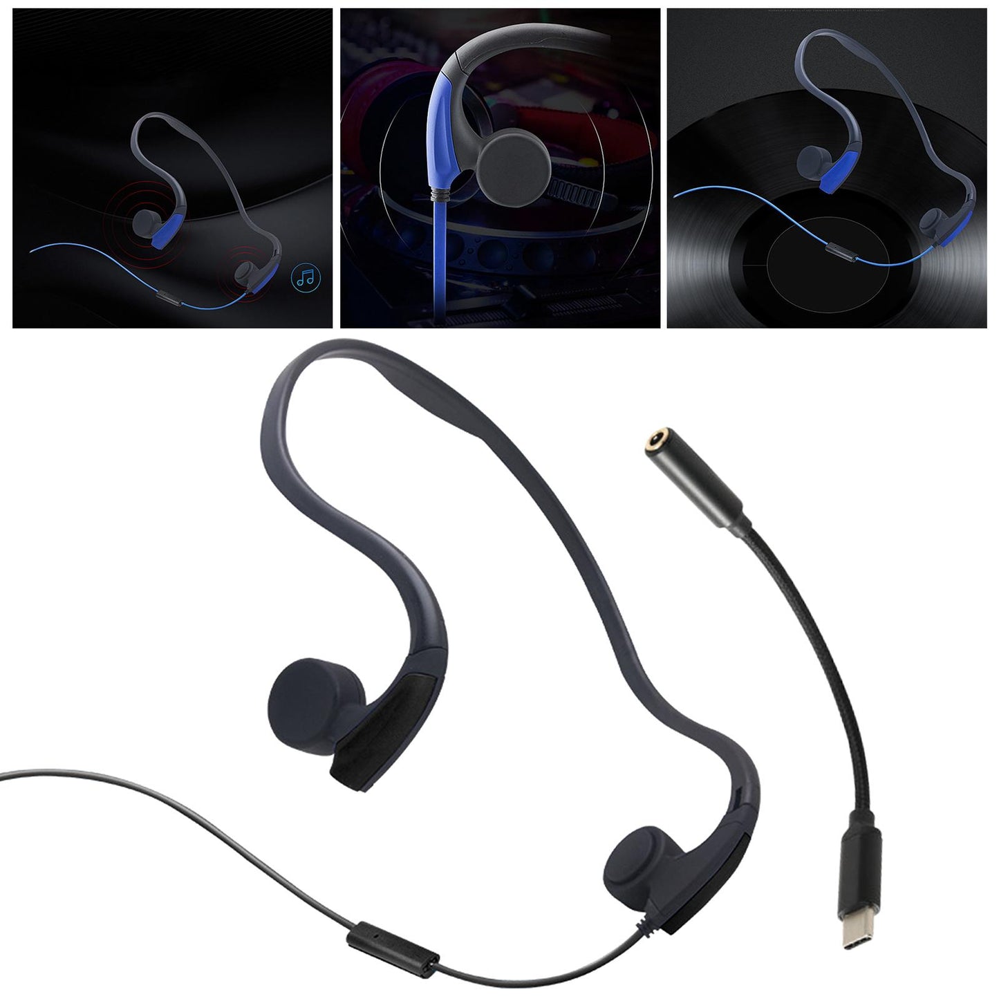 Microphone Neckband Headset Voice Control for Running Sports Tablets
