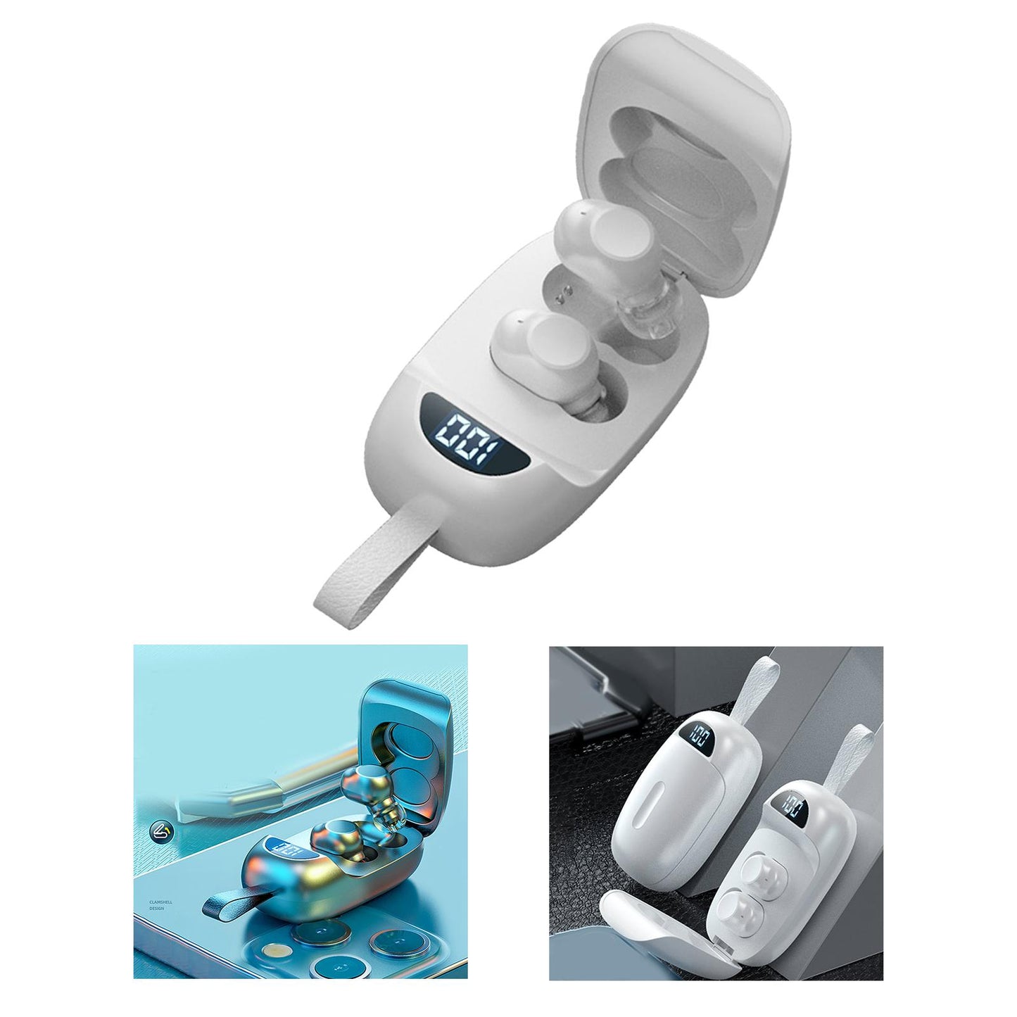 Wireless Earbuds V5.1 in Ear Noise Canceling with Charging Case  White