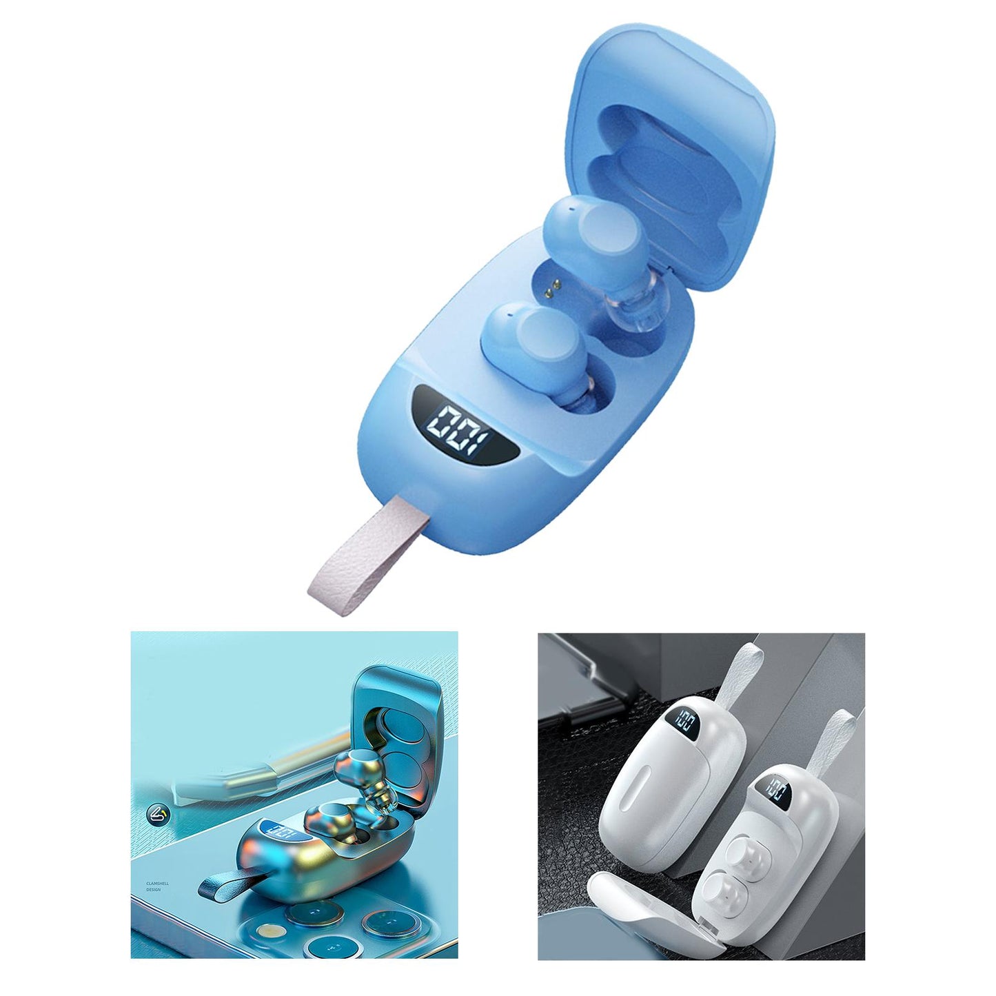 Wireless Earbuds V5.1 in Ear Noise Canceling with Charging Case  Blue