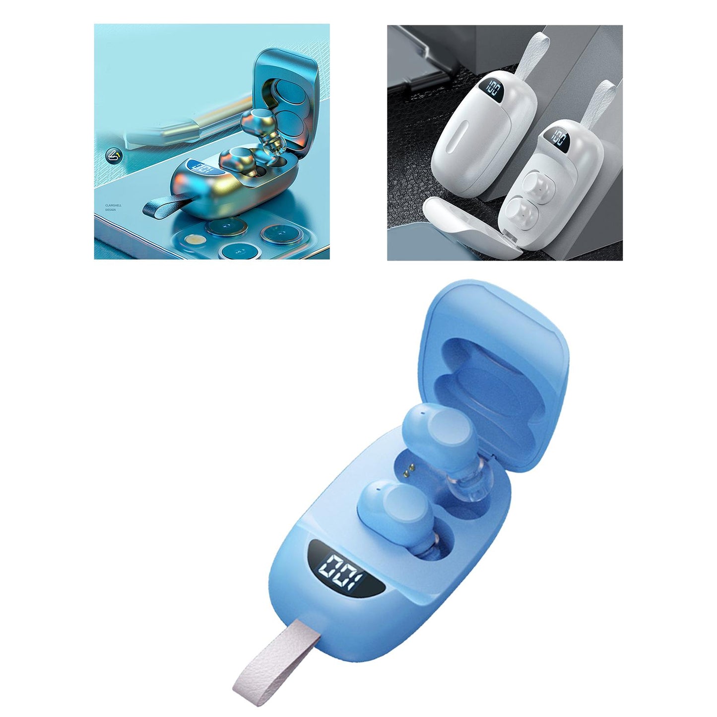 Wireless Earbuds V5.1 in Ear Noise Canceling with Charging Case  Blue