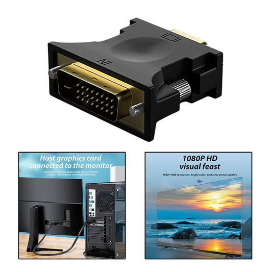 DVI 24+1 to VGA Adapter Video Connector 1080P FHD Resolution for Monitor