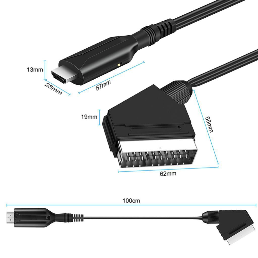 SCART Input to HDMI Output Converter Cable 1080P for STB Projector Monitor