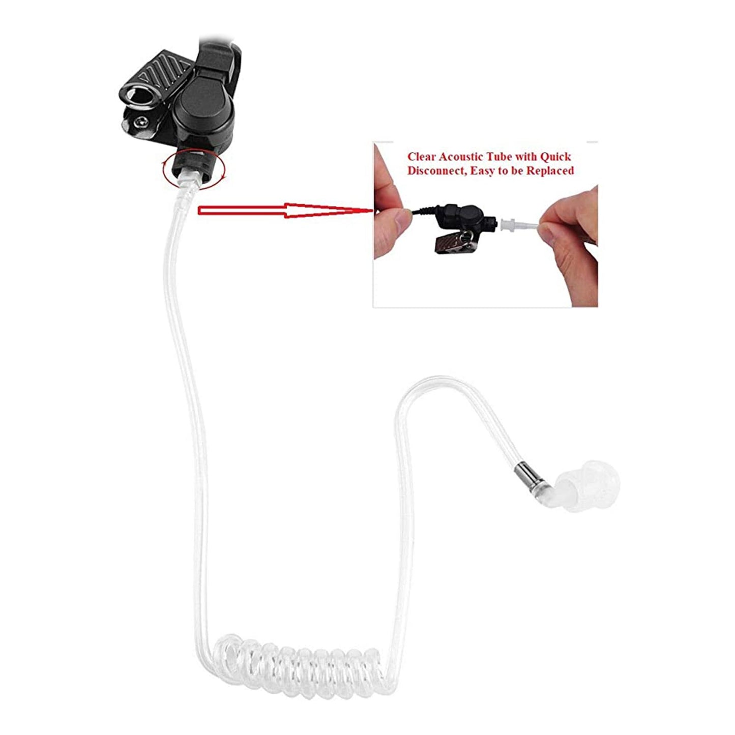 2 Pcs Replacement Acoustic Coil Tube Clear for Two Way Radio Talkie Earpiece