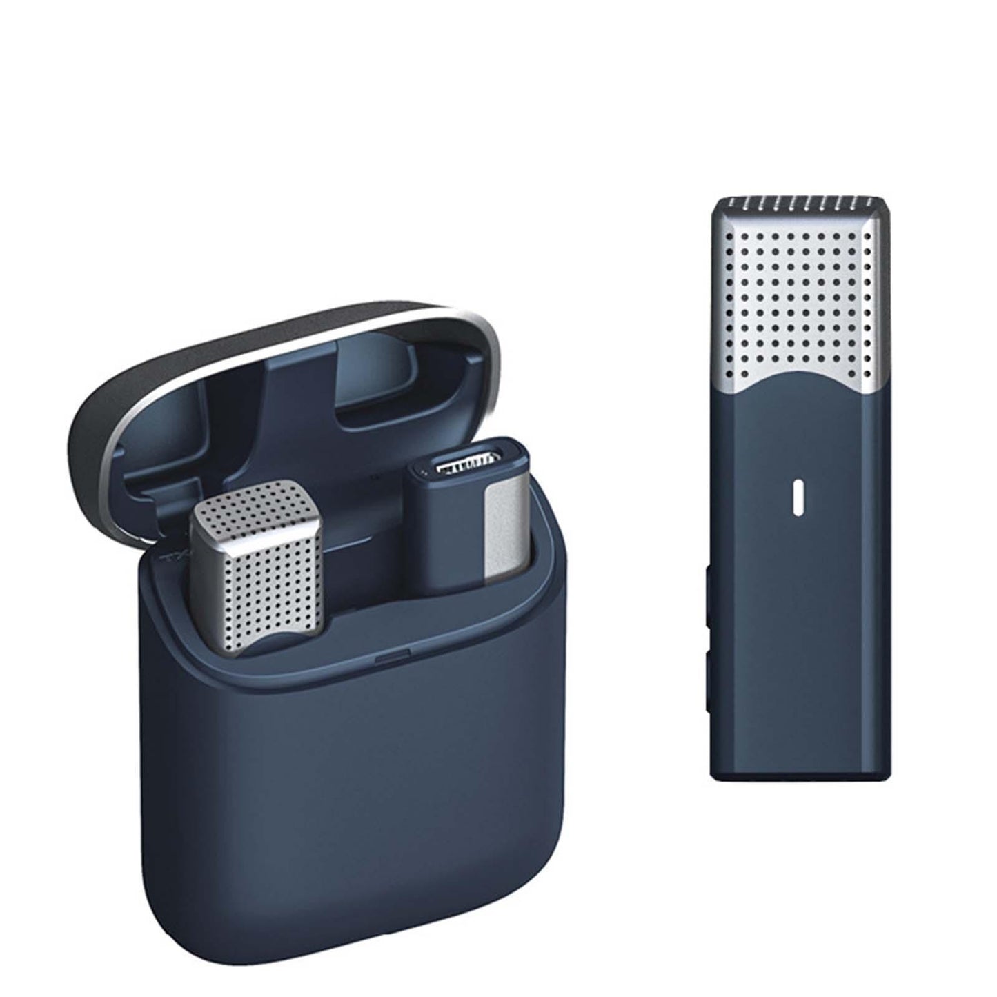 Mini Lavalier Microphone Type C with Charging Case Clip On for Live Steam Blue