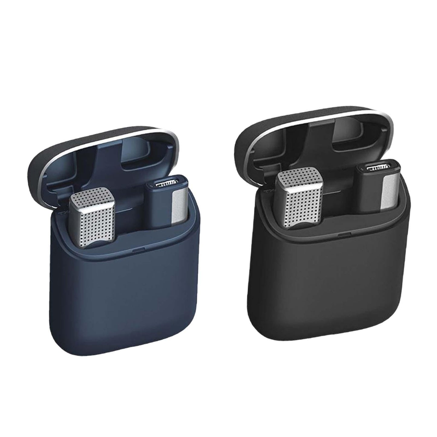 Mini Lavalier Microphone Type C with Charging Case Clip On for Live Steam Blue