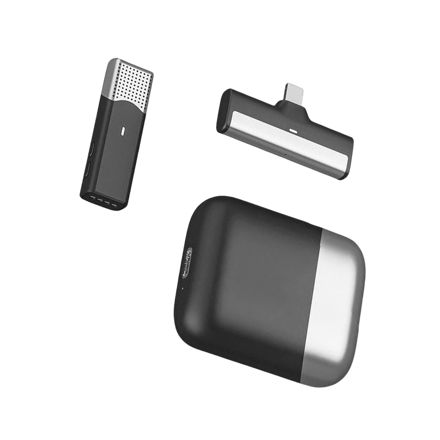 Mini Lavalier Microphone Type C with Charging Case Clip On for Live Steam Black