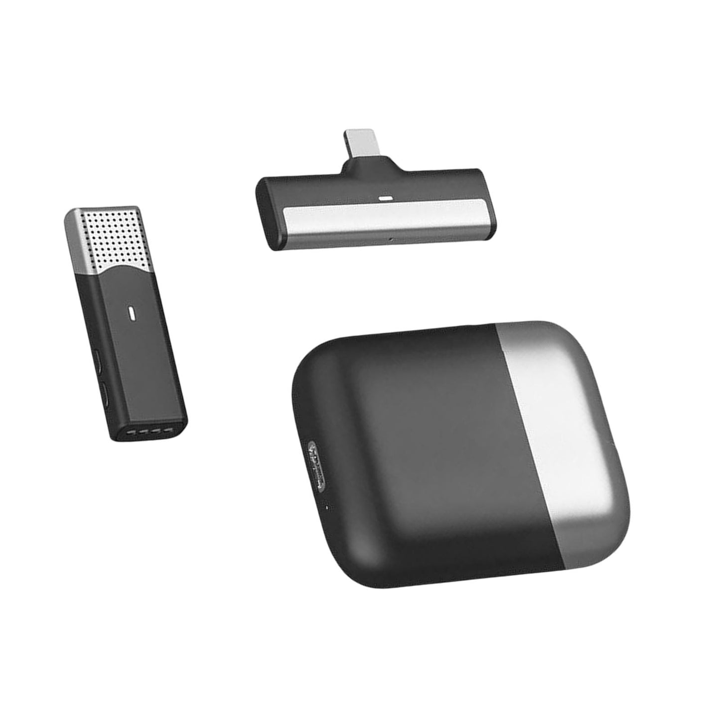 Mini Lavalier Microphone Type C with Charging Case Clip On for Live Steam Black