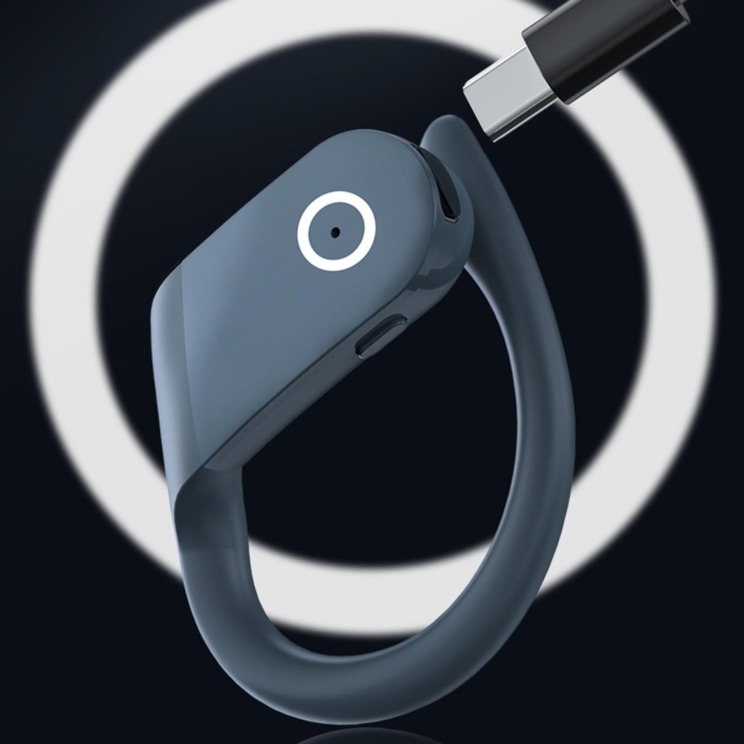 Headset Earpiece Business Earphone Ear Hook Waterproof Headphone for Yoga Blue Bagged