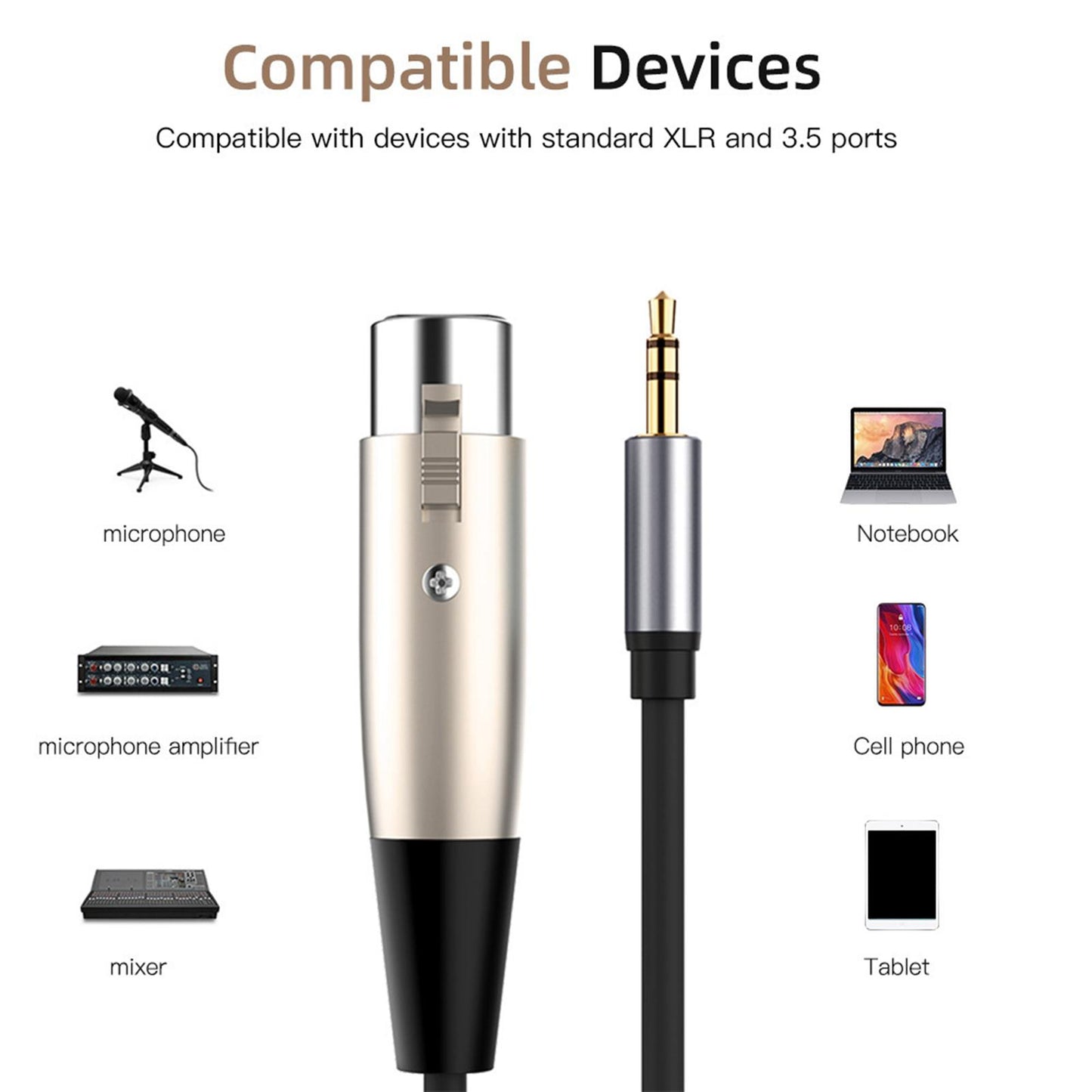 TRS 3.5mm Stereo Jack Male to XLR Female Audio Adapter Cable for Camcorders