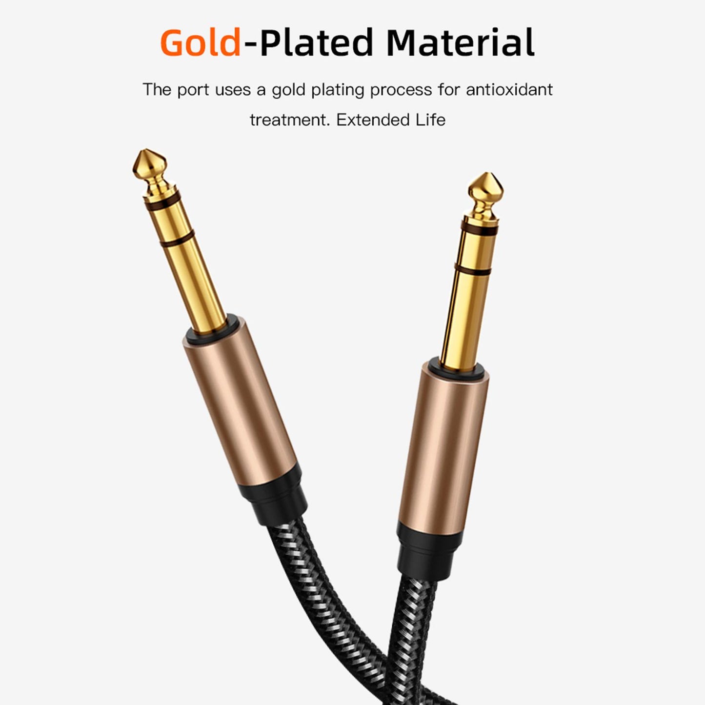 6.35mm Stereo Audio Instrument Cable for Microphone Electric Guitar Mixer