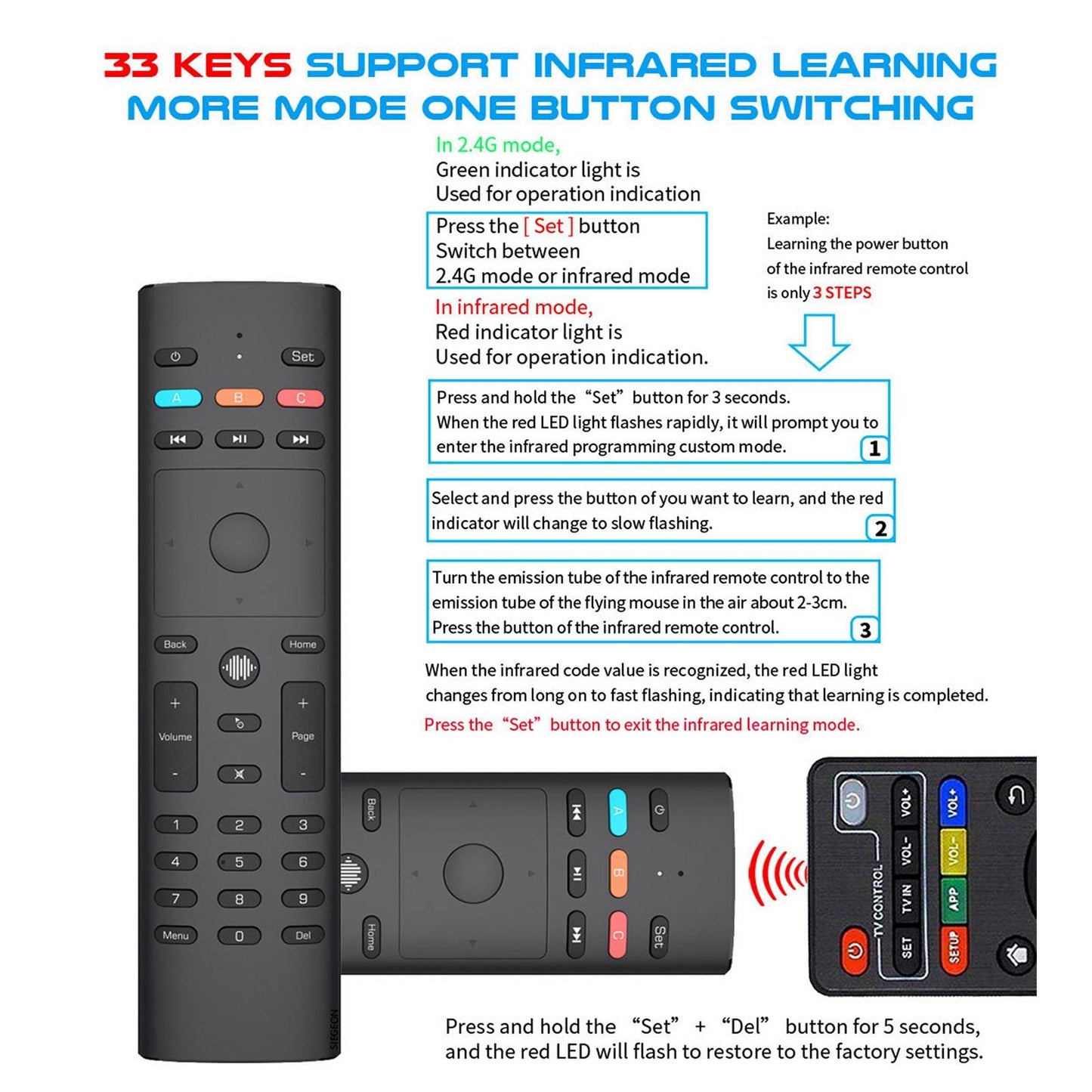 Remote Controller G40S 2.4G Voice Assistant 33Keys USB for Android PC