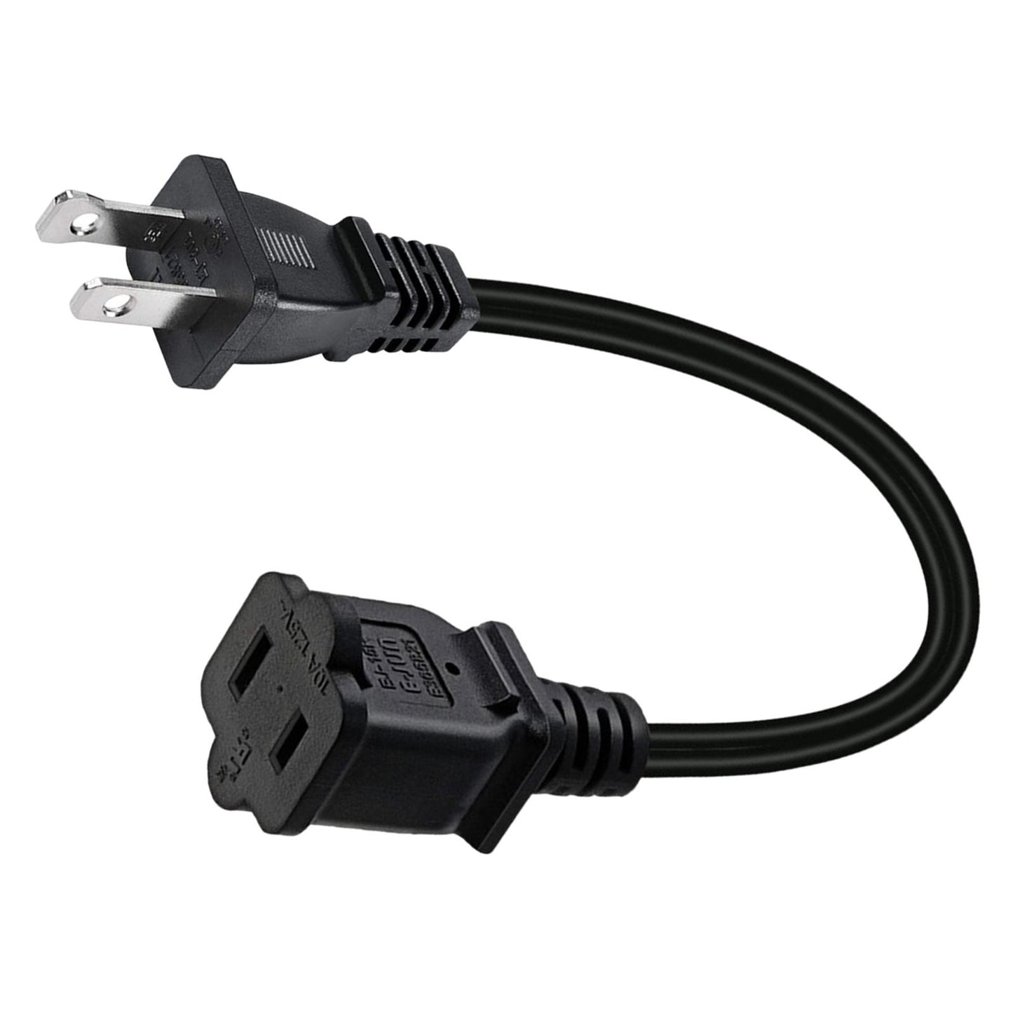 Polarized US 2 Prong Male/Female Power Cable Short 2 Outlet 32cm